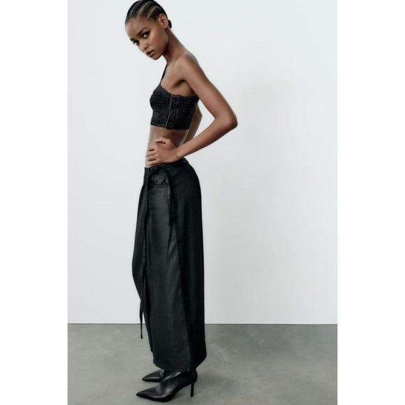 ZARA TRF COATED DENIM SKIRT - Picture 3 of 8